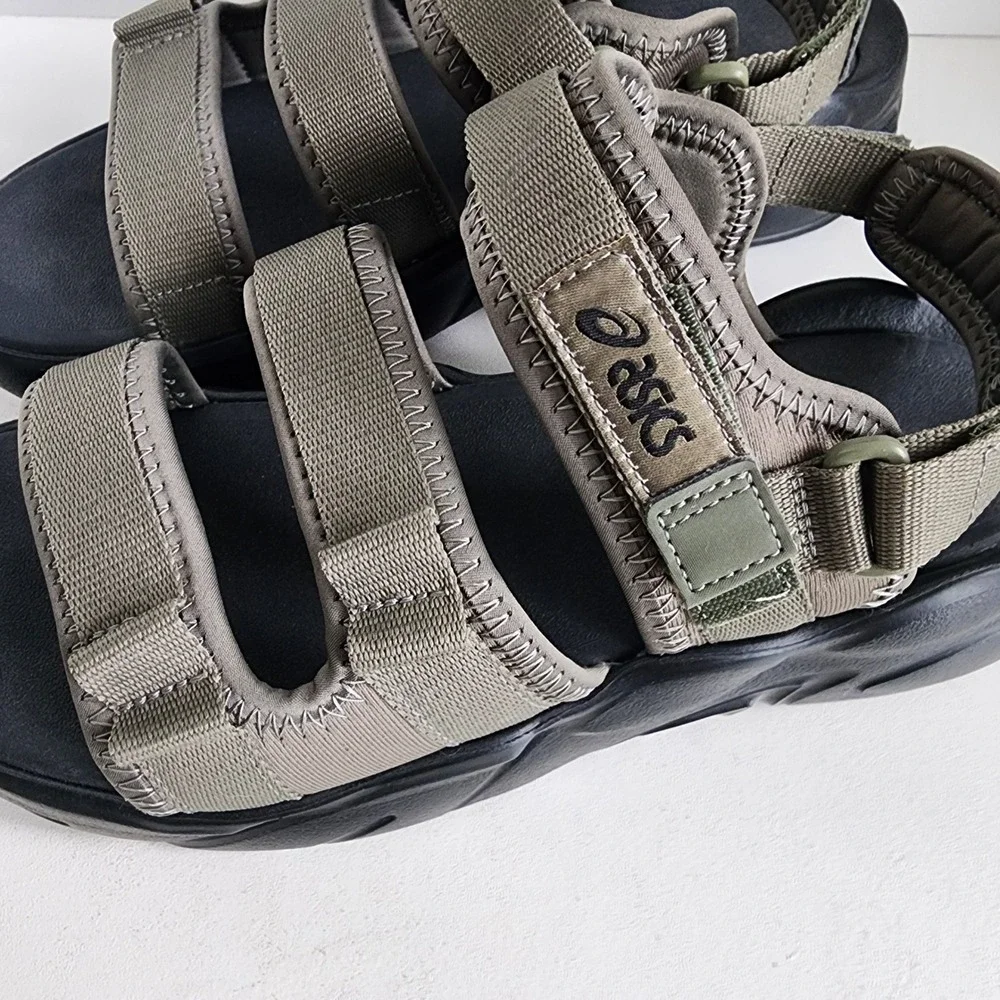 *Asics Gel Bondal Mens 9/ Womens 10.5 Mantle Green Black Strappy Utility Sandals